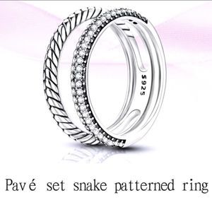 Sterling Silver Double band pave ring 7